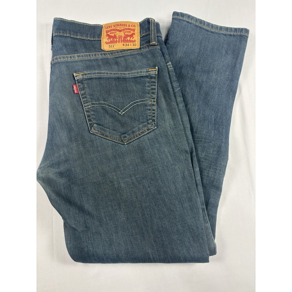 Levis‎ 511 Jeans Men 34x30 Blue Slim Fit Denim Pants Red Tab
